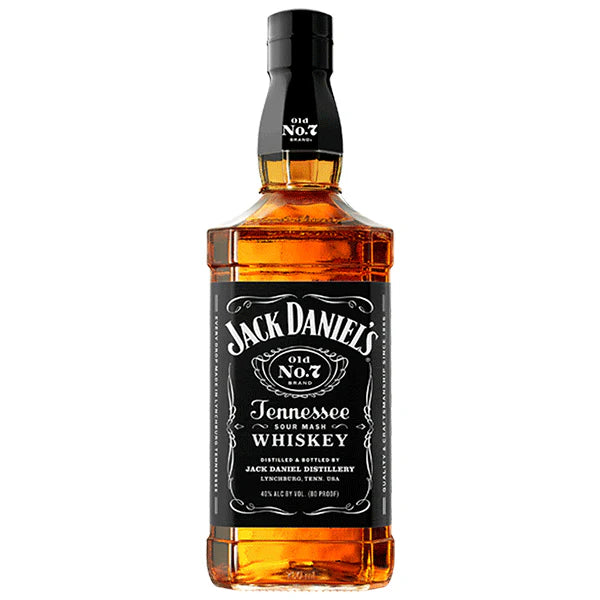 Jack Daniel's Tennessee Whiskey bottle on a white background