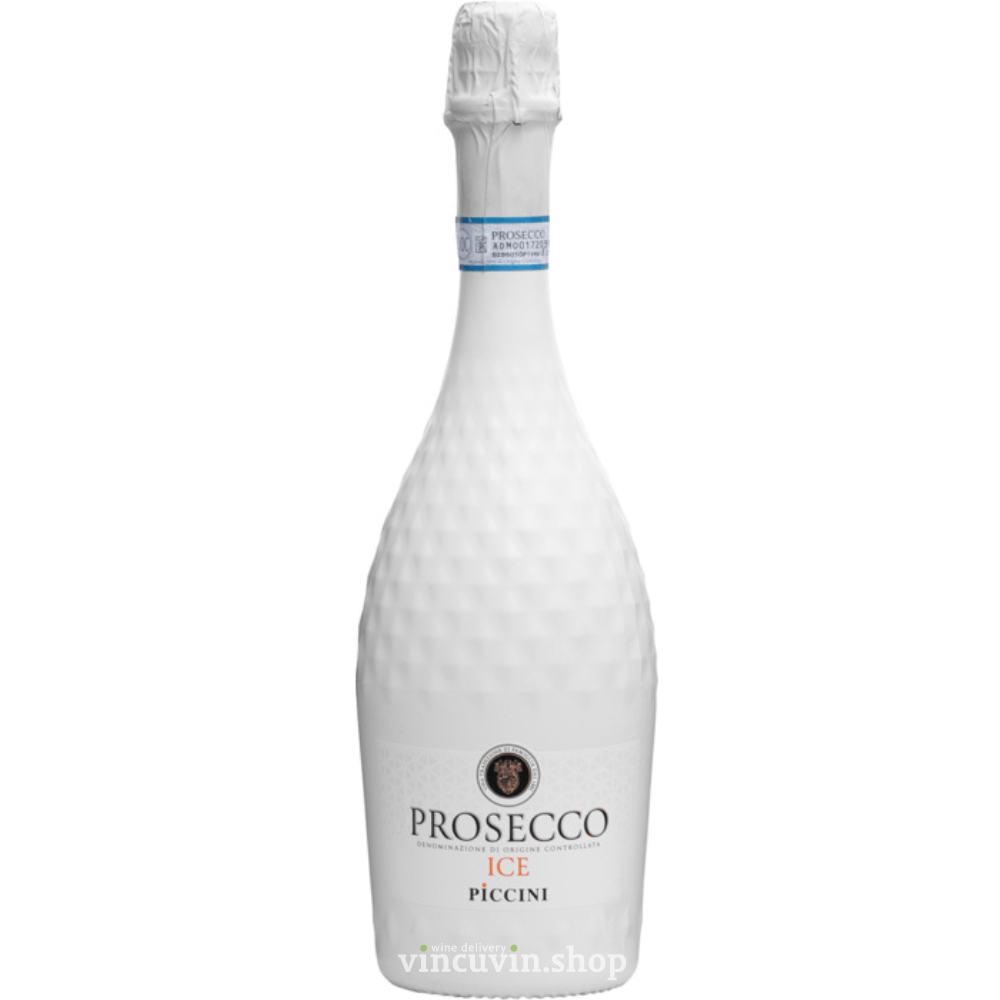White bottle of Prosecco Ice Piccini on a white background