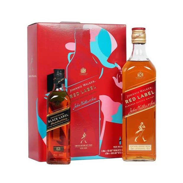 Johnnie Walker Red Label (75cl) + Black Label (20cl) - 2025 Limited Offer - Premium Liquors & Cigars